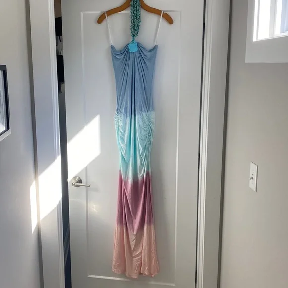 halter satin maxi dress Velour Cutout Halter Dress main image 0